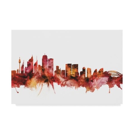 Trademark Fine Art Michael Tompsett 'Sydney Australia Skyline Red' Canvas Art, 12x19 MT01953-C1219GG